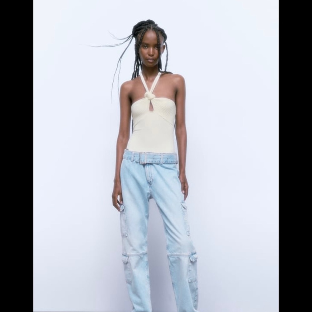 Zara Ribbed Bodysuit with Knot